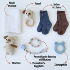 Baby Geschenk personalisiert mit Name zur Geburt, Taufe & Babyshower - Hund