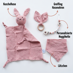 Baby Geschenk personalisiert mit Name zur Geburt, Taufe & Babyshower - Hase rosa