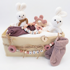Baby Geschenk personalisiert mit Name zur Geburt, Taufe & Babyshower - Hase