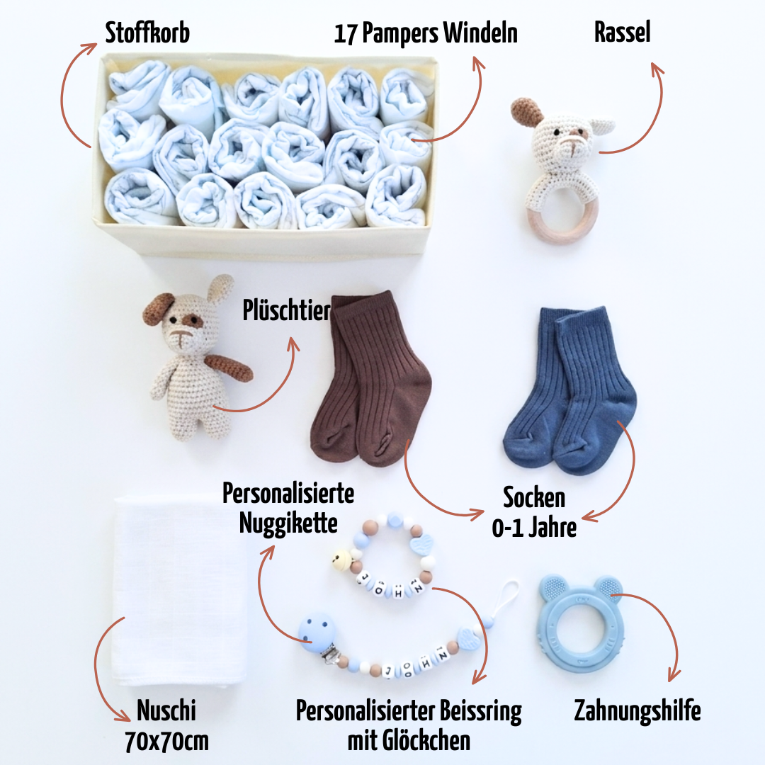Geschenk zur Geburt personalisiert mit Name – Baby Geschenk zur Taufe & Babyshower | Hund