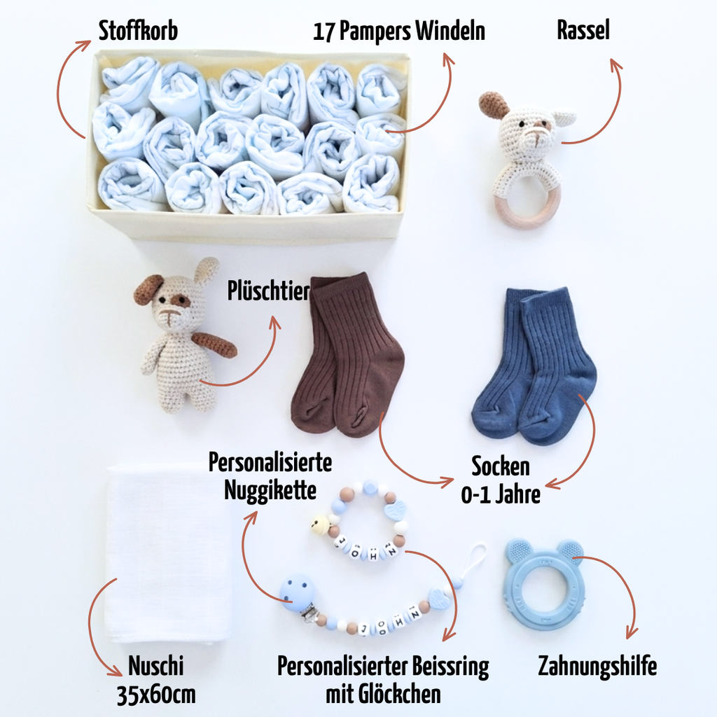 Geschenk zur Geburt personalisiert mit Name – Baby Geschenk zur Taufe & Babyshower | Hund