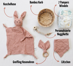 Personalisiertes Geschenk zur Geburt mit Name – Baby Geschenk zur Taufe & Babyshower | Hase rosa