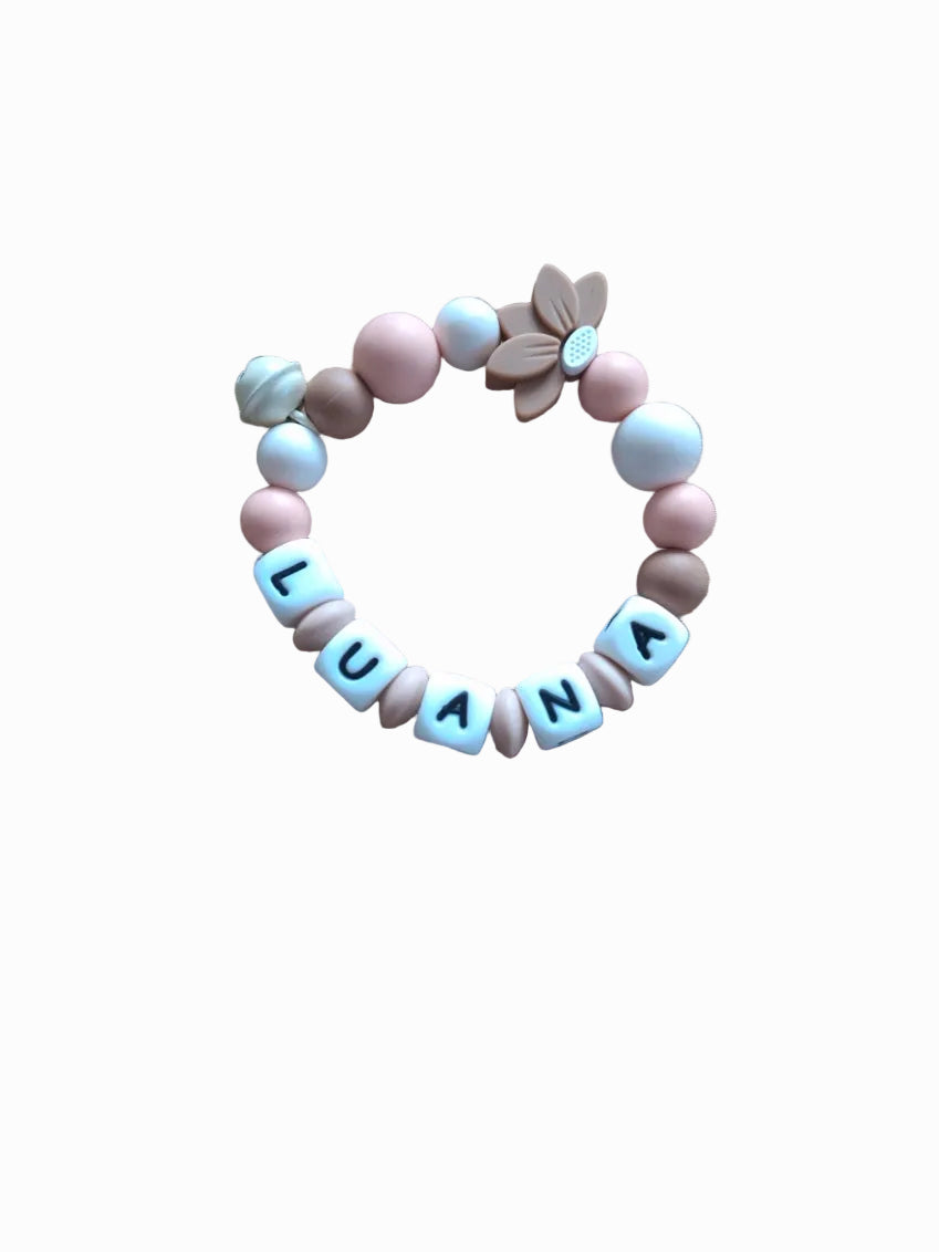 Personalisierter Beissring Lotusblume Rosa