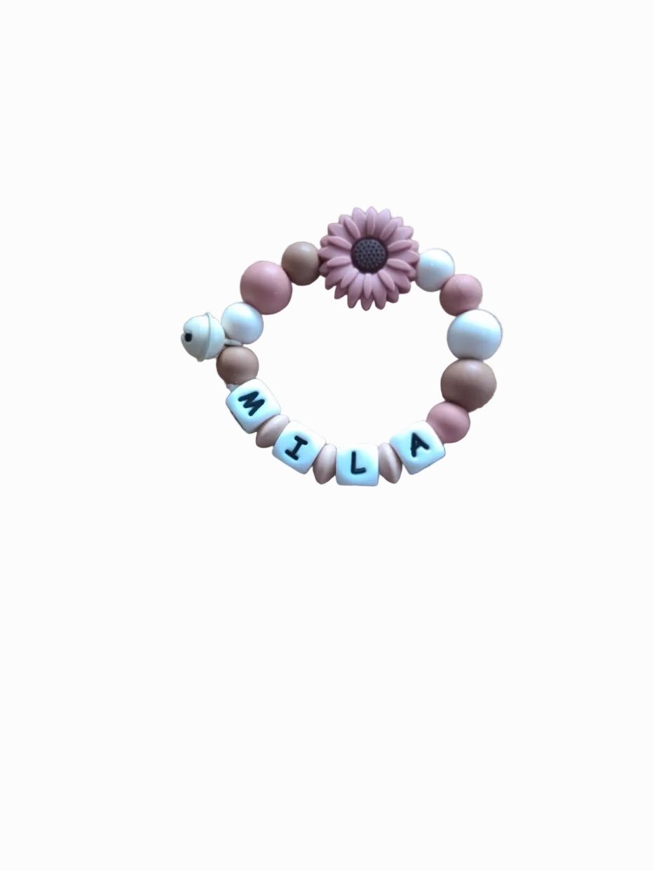 Personalisierter Beissring Blume Rosa