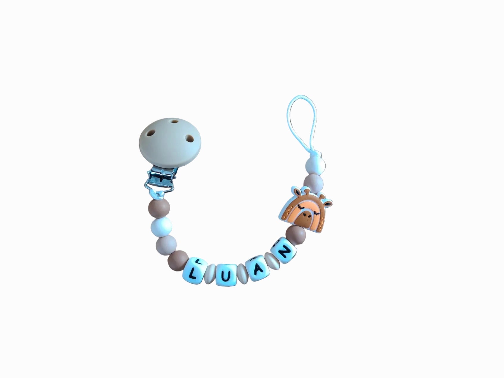 Nuggikette personalisiert mit Namen - Giraffe