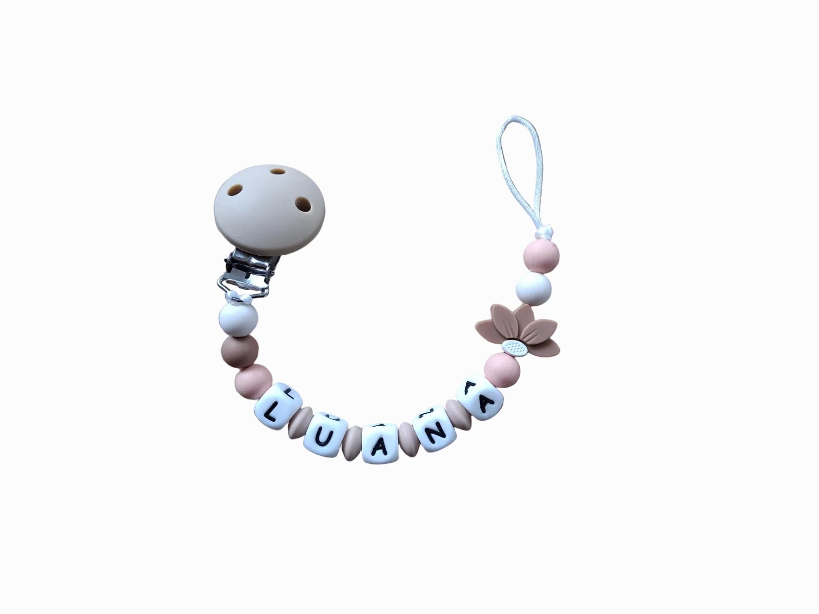 Nuggikette personalisiert mit Namen - Lotusblume