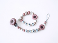 Nuggikette und Beissring personalisiert mit Namen - Baby Geschenk - Blume lila