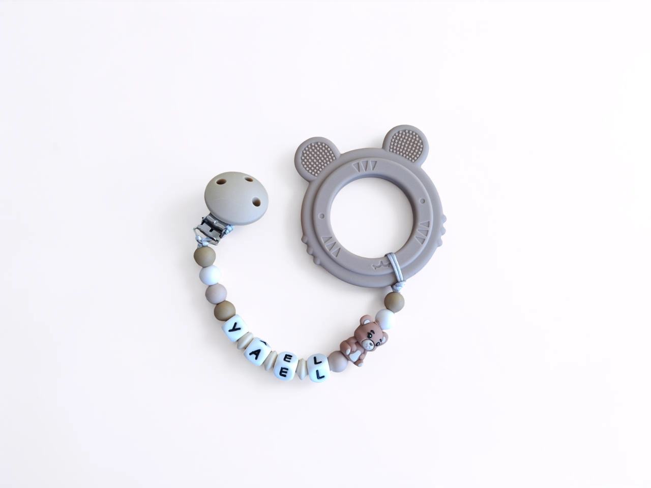Beisskette personalisiert mit Namen / Geschenk zur Geburt - Bär
