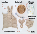 Personalisiertes Geschenk zur Geburt mit Name – Baby Geschenk zur Taufe & Babyshower | Hase beige