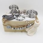Baby Geschenk personalisiert mit Name zur Geburt, Taufe & Babyshower - Elefant