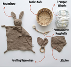 Personalisiertes Geschenk zur Geburt mit Name – Baby Geschenk zur Taufe & Babyshower | Hase braun
