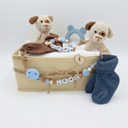 Baby Geschenk personalisiert mit Name zur Geburt, Taufe & Babyshower - Hund