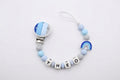 Nuggikette / Schnullerkette personalisiert mit Name, Geschenk zur Geburt - Regenbogen Blau