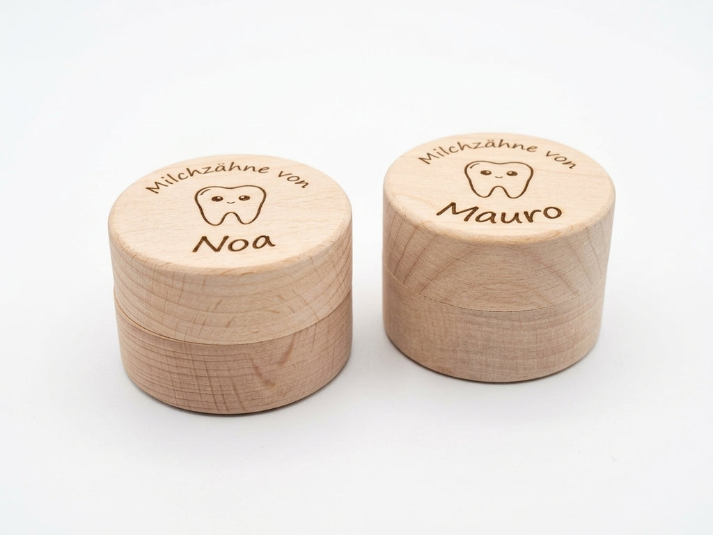 Zahndose personalisiert mit Namen - Holz