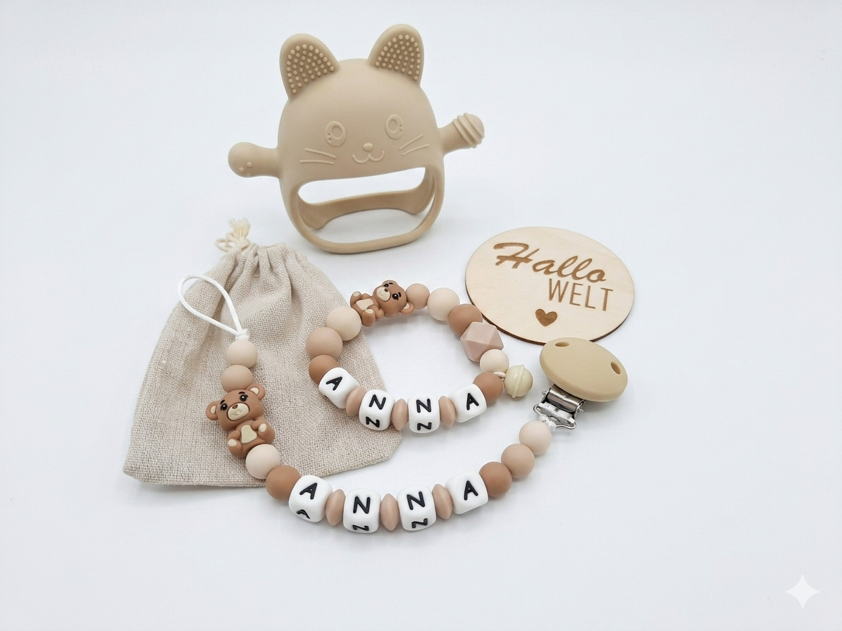 Baby Geschenk personalisiert mit Namen - Braun - Bär