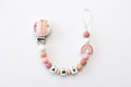 Nuggikette / Schnullerkette personalisiert mit Name, Geschenk zur Geburt - Regenbogen Rosa
