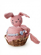 Personalisiertes Geschenk zur Geburt mit Name – Baby Geschenk zur Taufe & Babyshower | Hase rosa