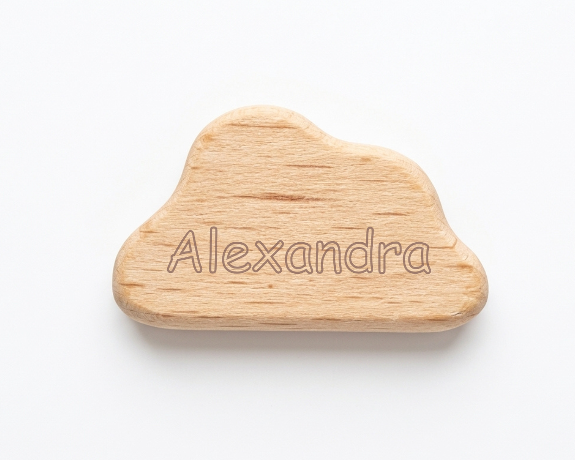 Wolkenperle aus Holz, personalisiert mit Namen oder natur | Nuggikette selber machen