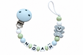 Nuggikette / Schnullerkette personalisiert mit Name, Geschenk zur Geburt - Teddybär