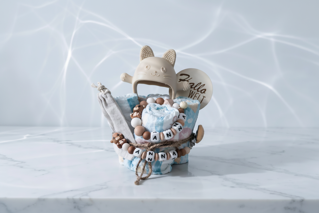 Personalisierte Windeltorte Bär Braun