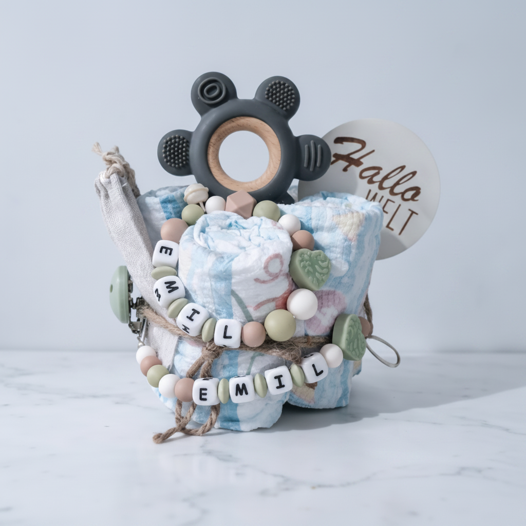 Personalisierte Windeltorte Herz Linde