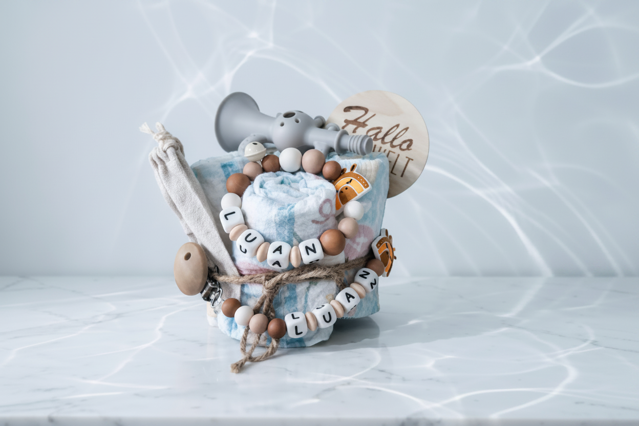 Personalisierte Windeltorte Giraffe Braun
