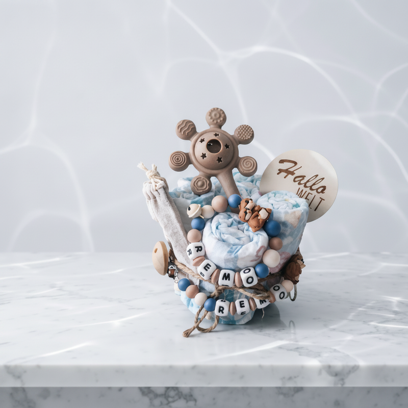 Personalisierte Windeltorte Otter Blau