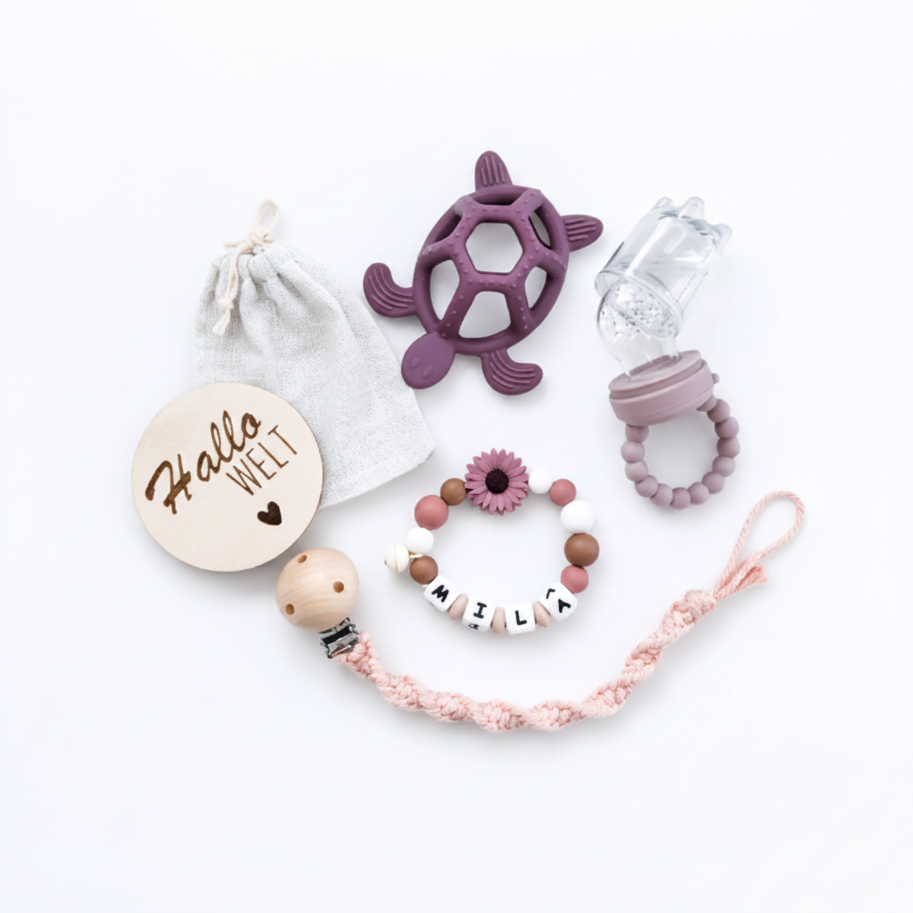 Personalisiertes Babygeschenkset Schildkröte Flieder/Rosa