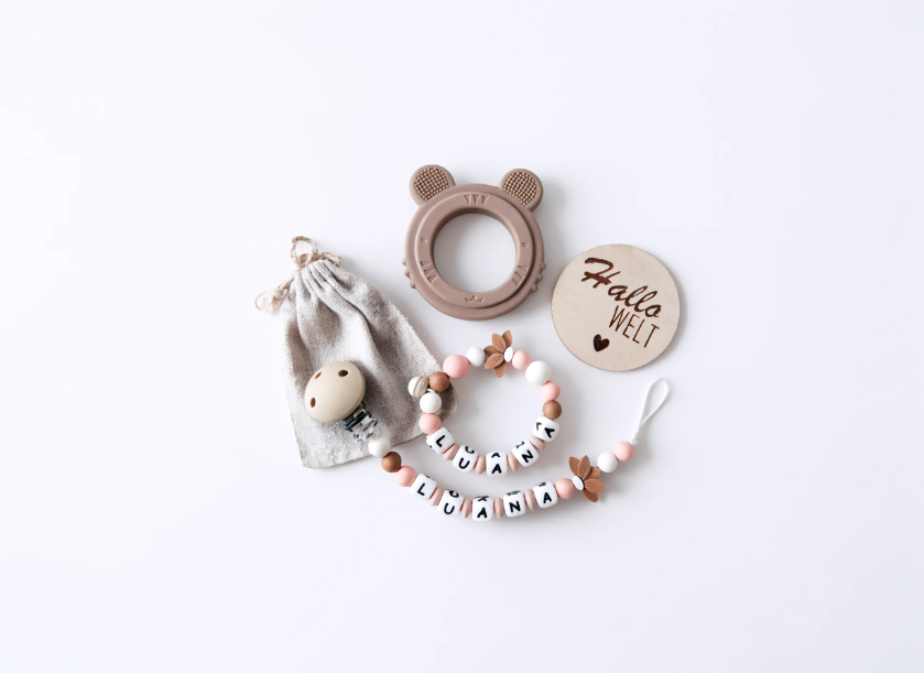 Personalisierbares Babyset Silikon Lotusblume