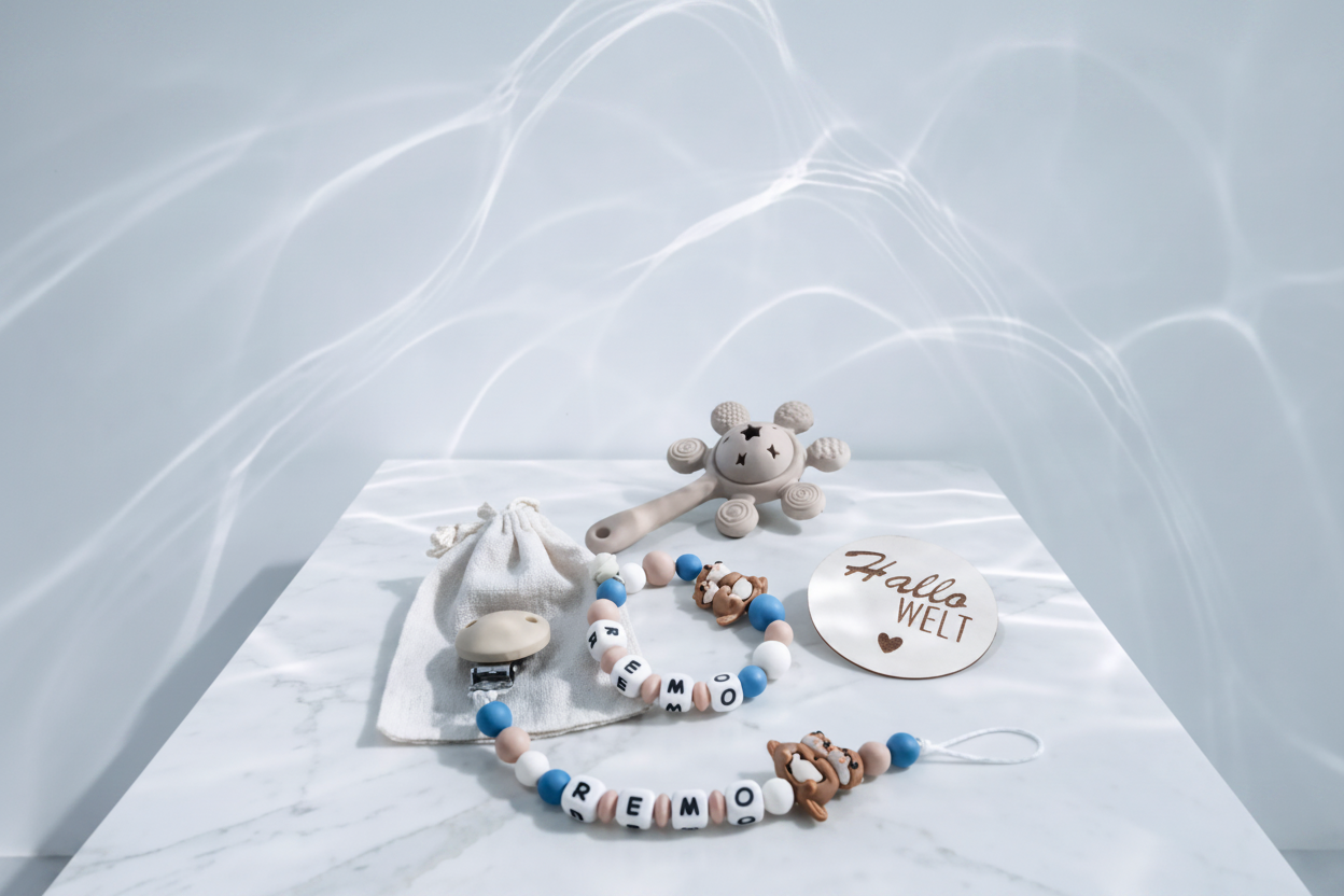Personalisiertes Babygeschenkset Silikon Otter