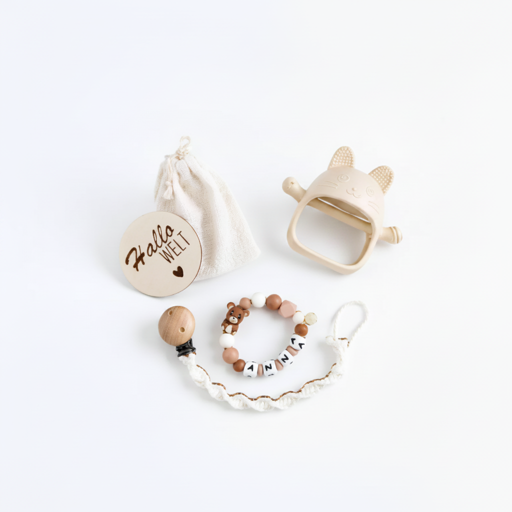 Personalisiertes Babygeschenkset Bär Braun